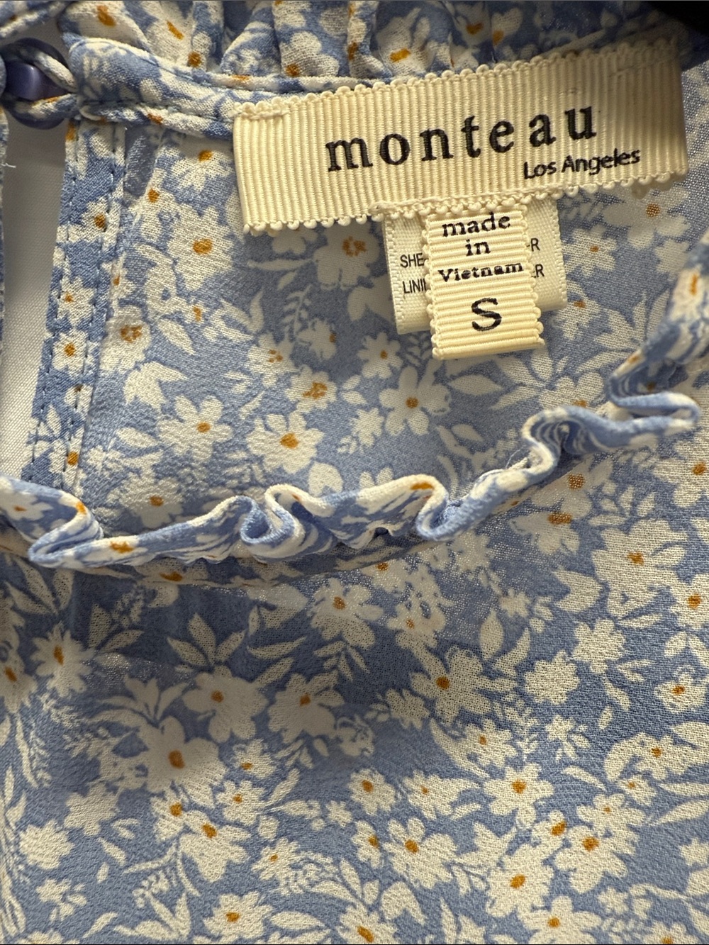 Light Blue Floral Ruffle Sleeve Top - Picture 11 of 13